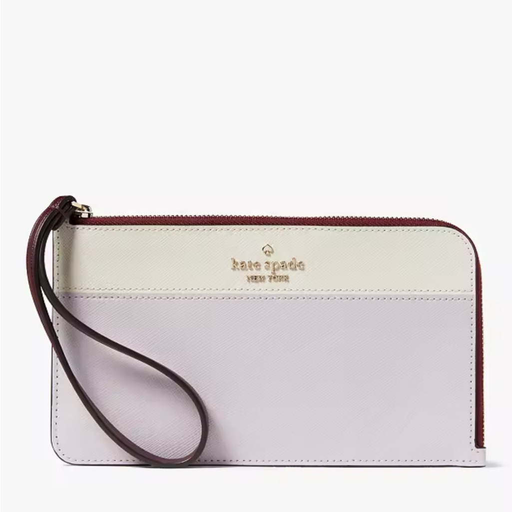Kate Spade Medium Zip Wristlet Wallet Color Block Lilac Moon Nwt Lucy